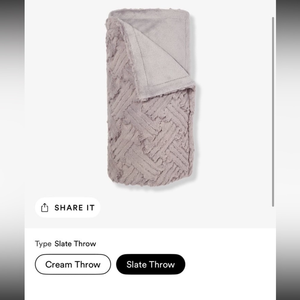 NEW NWT limited edition slate grey full size plush throw from Ulta super soft